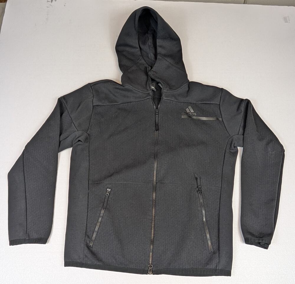 Adidas Hoodie Full Zip Hoodie Sweater Men's Large Black Prime Pockets